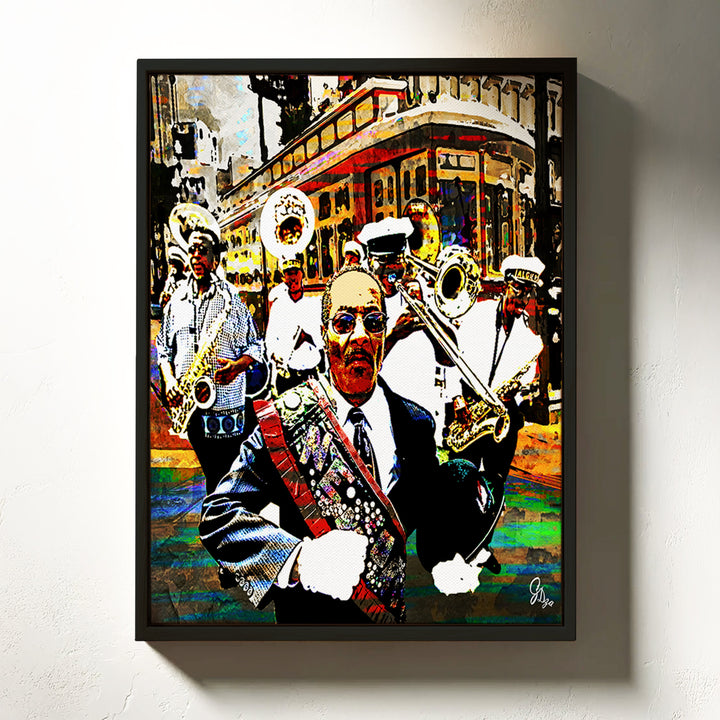 Algiers Brass Band New Orleans Wall Art Canvas Print Front View Floating Frame
