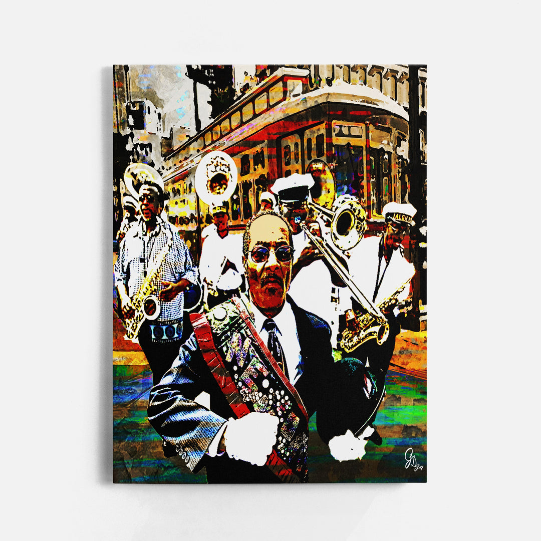 Algiers Brass Band New Orleans Wall Art Canvas Print Front View Wrapped