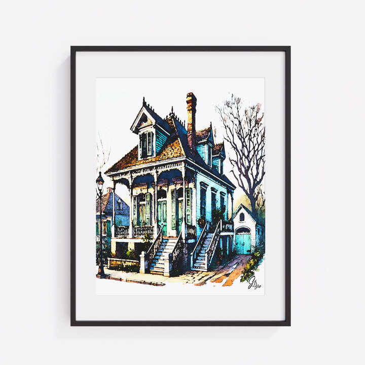 Algiers Point House Canvas Print – New Orleans Architecture Wall Art, 20x24