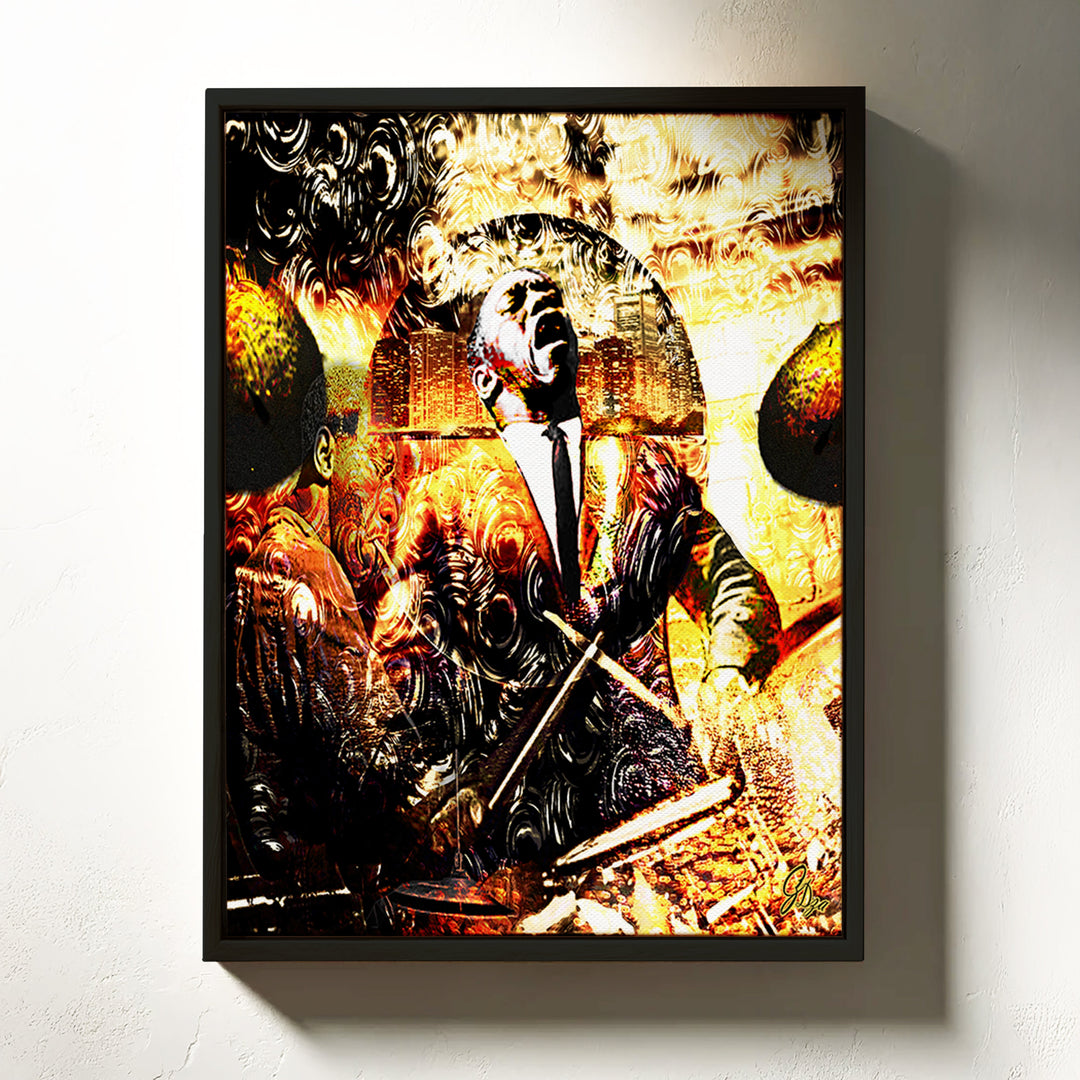 Art Blakey Music Wall Art Canvas Print Front View Floating Frame