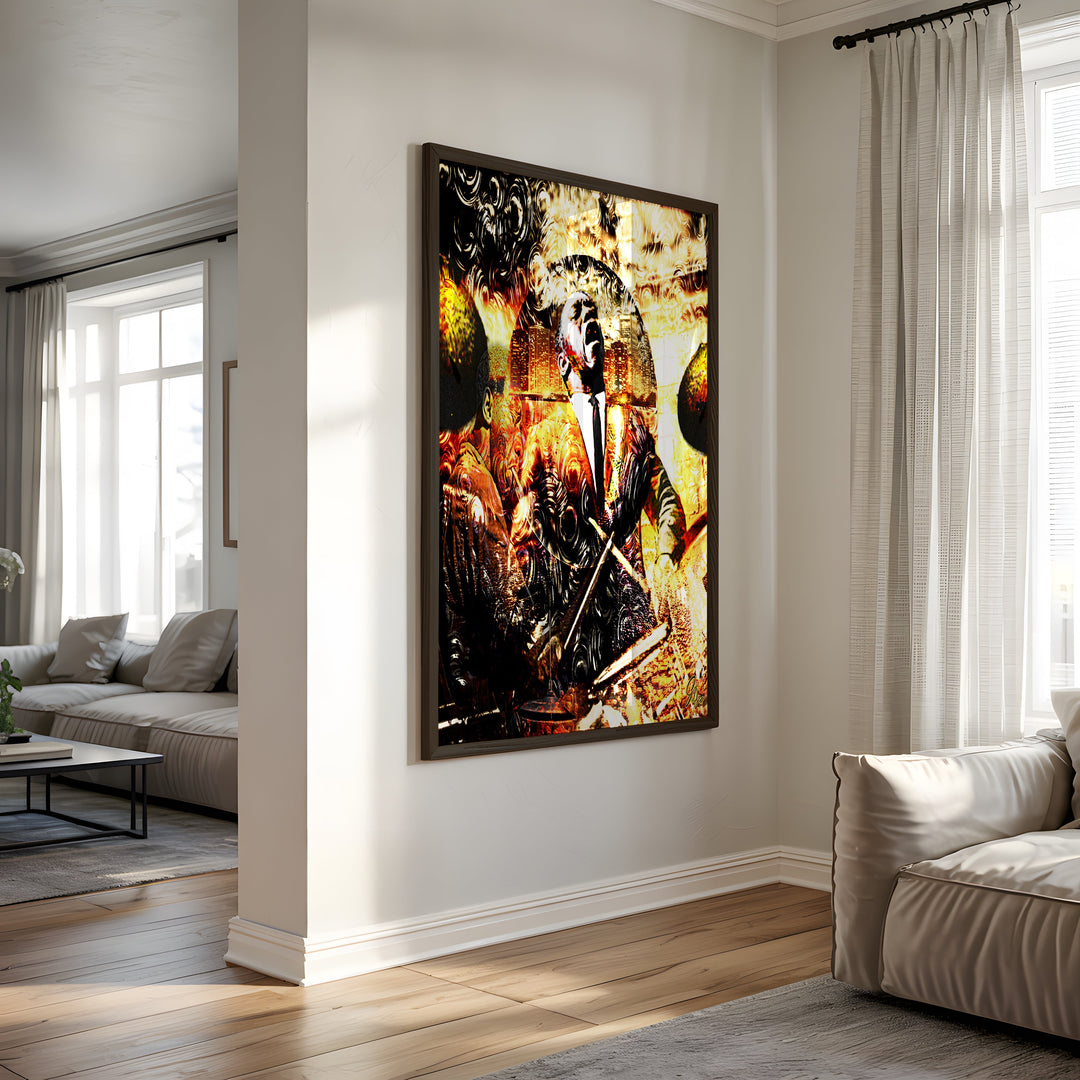 Art Blakey Music Wall Art Canvas Print Side View Black Frame