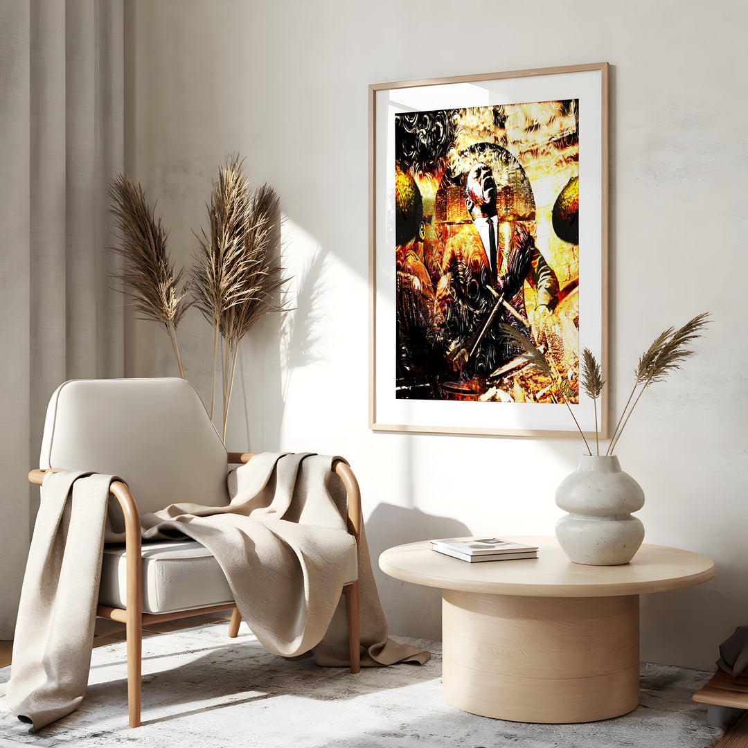 Art Blakey Music Wall Art Canvas Print Side View Gold Frame