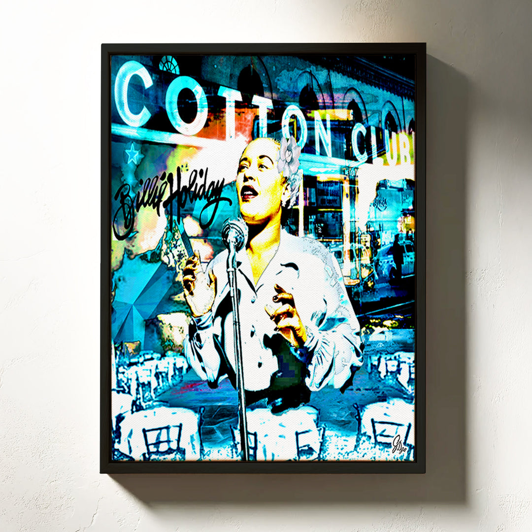 Billie Holiday Music Wall Art Canvas Print Front View Floating Frame