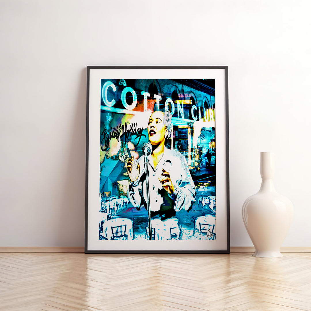 Billie Holiday Music Wall Art Canvas Print Front View Matted