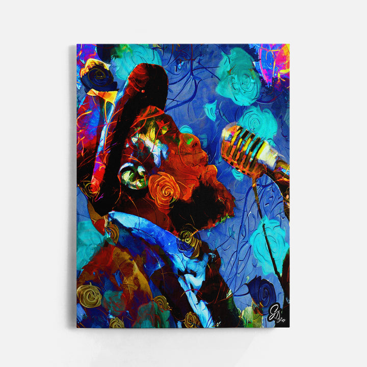 Blues in the Garden Music Wall Art Canvas Print Front View Wrapped