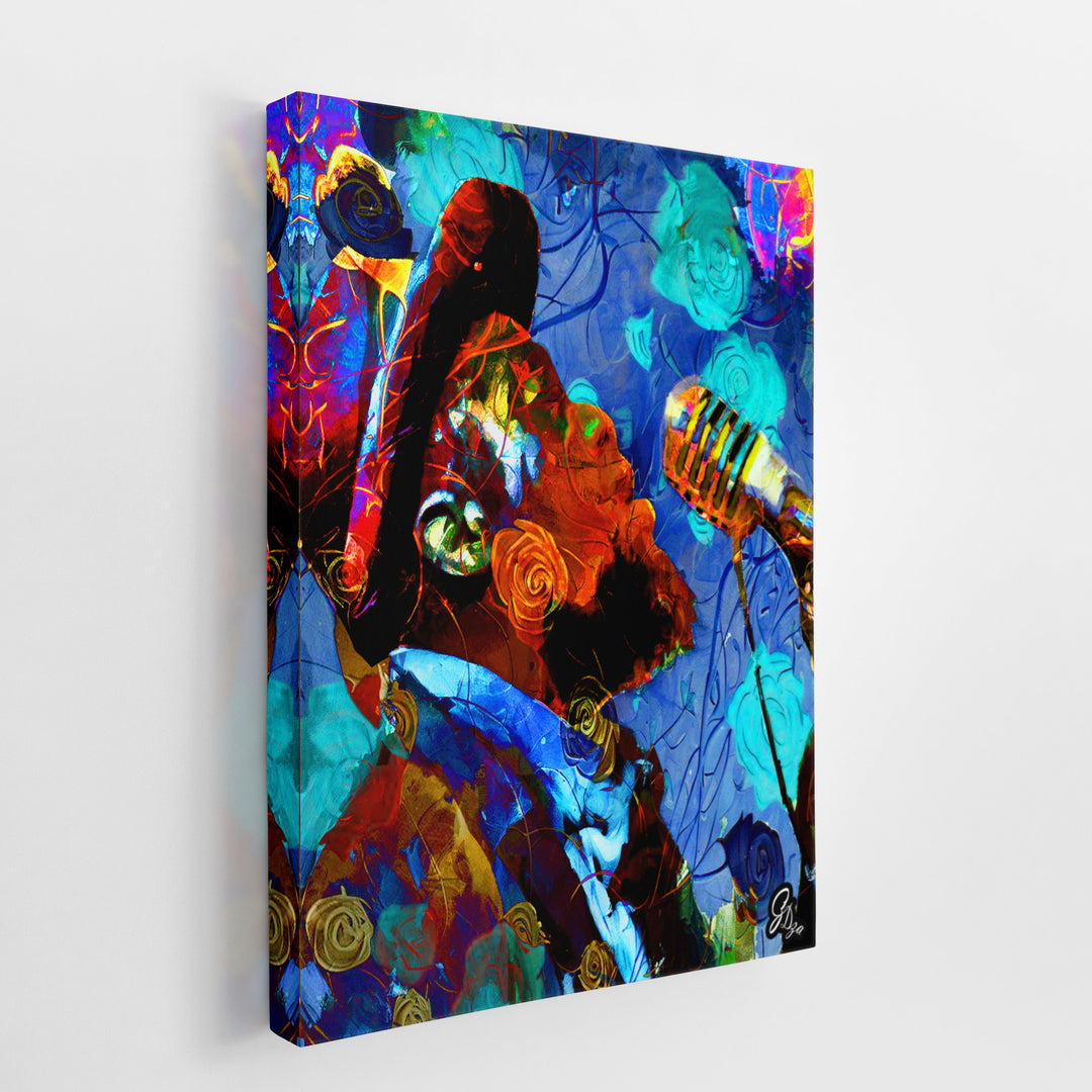 Blues in the Garden Music Wall Art Canvas Print Side View Wrapped