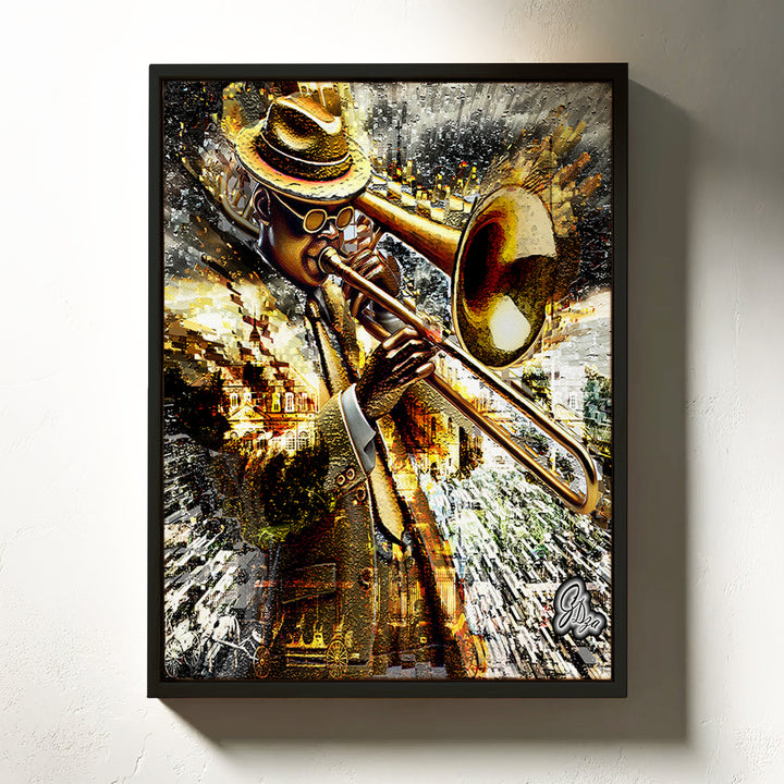 Brass-A-Holic Music Wall Art Canvas Print Front View Floating Frame