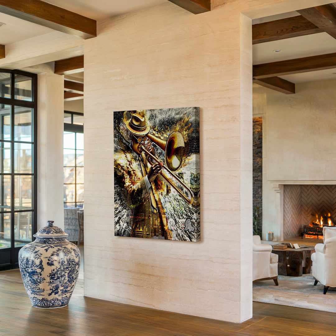 Brass-A-Holic Music Wall Art Canvas Print Sidet View Gallery Wrapped