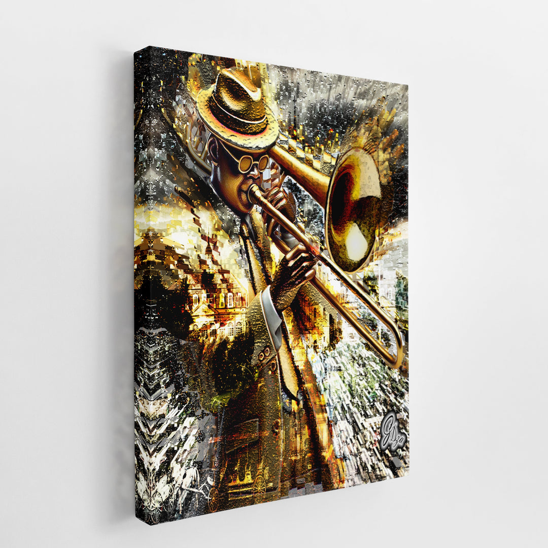 Brass-A-Holic Music Wall Art Canvas Print Side View Wrapped