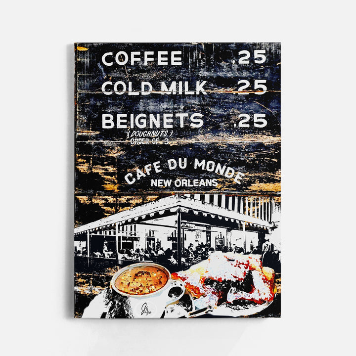 Cafe du Monde New Orleans Wall Art Canvas Print Front View Wrapped