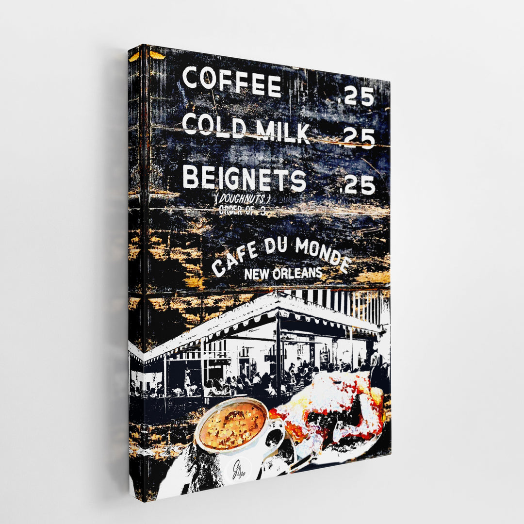 Cafe du Monde New Orleans Wall Art Canvas Print Side View Wrapped