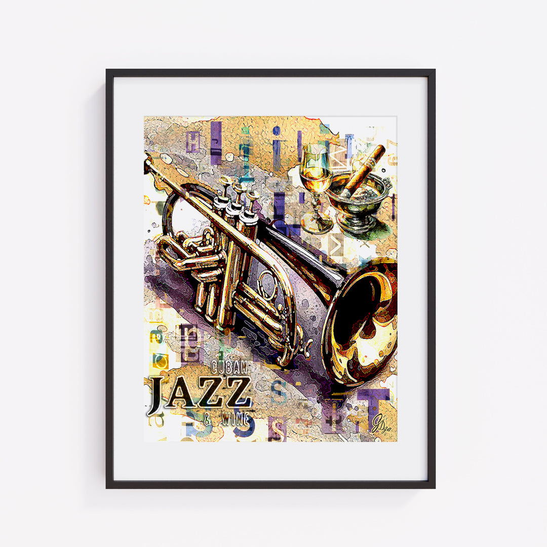 Cuban Jazz Trumpet Music Wall Art Canvas Print Front View