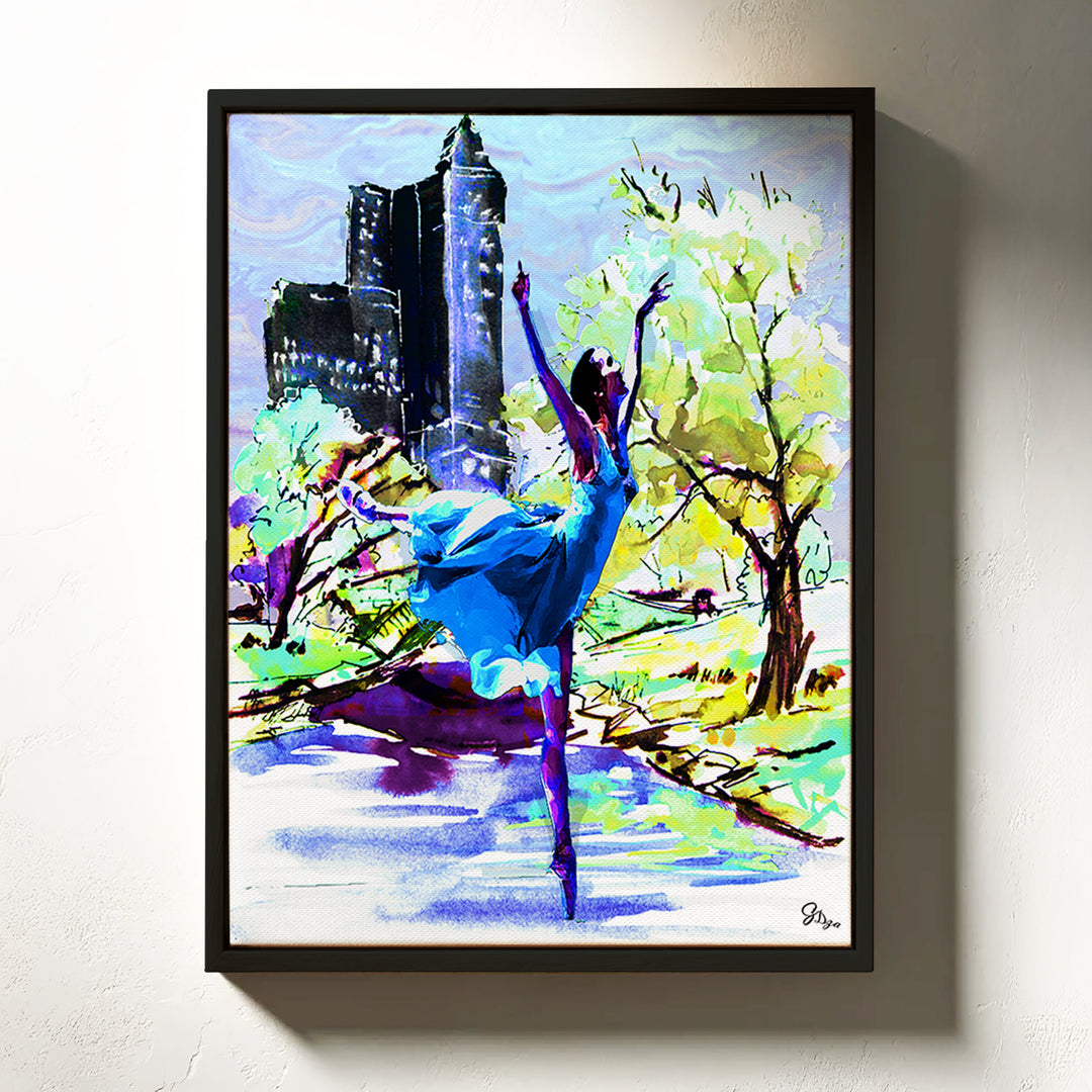 Dance in the Park Dance Wall Art Canvas Print Front View Floating Frame