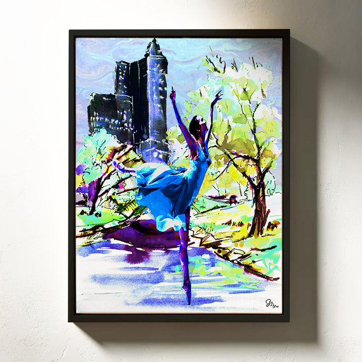 Dance in the Park Dance Wall Art Canvas Print Front View Floating Frame
