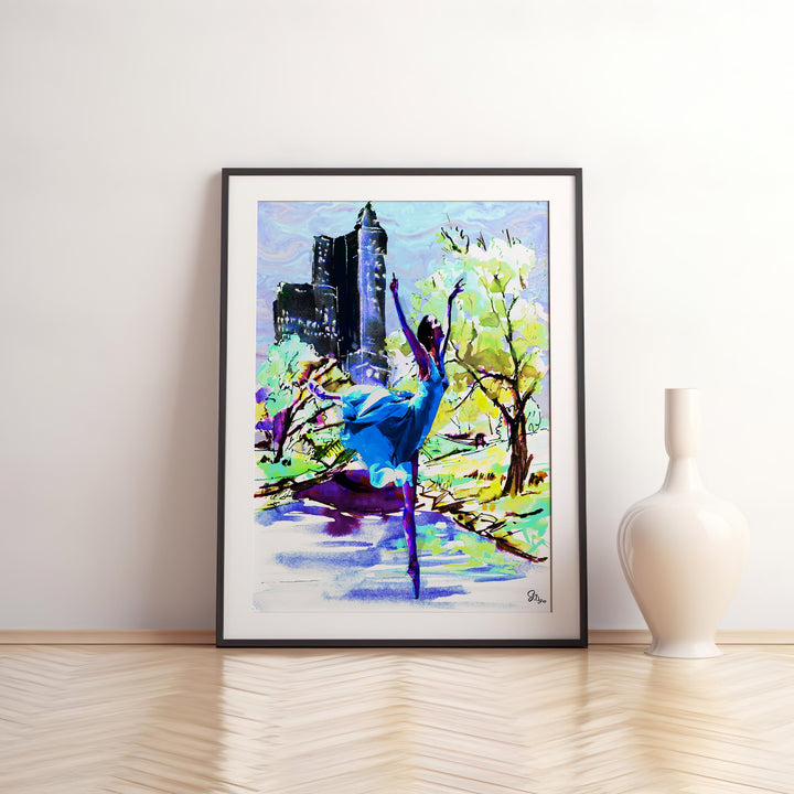 Dance in the Park Dance Wall Art Canvas Print Front View Matted