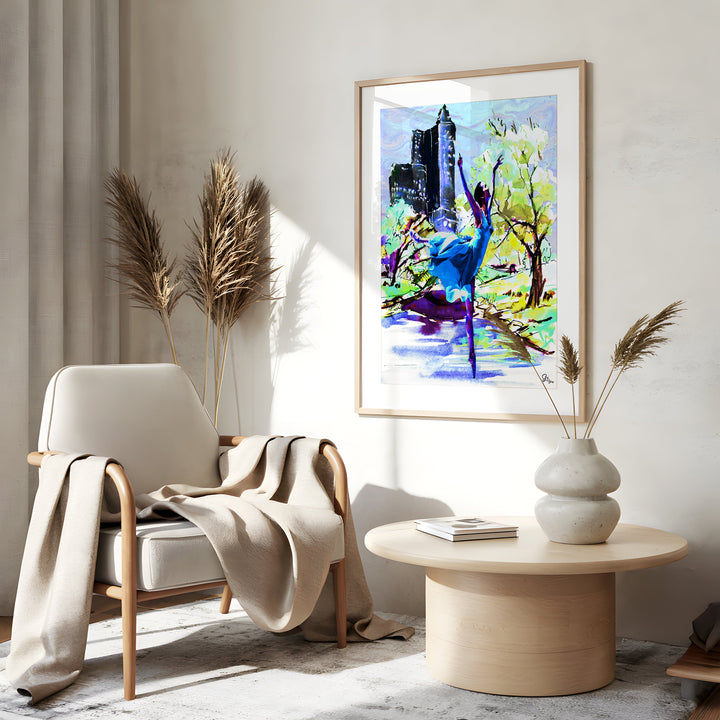 Dance in the Park Dance Wall Art Canvas Print Side View Gold Frame