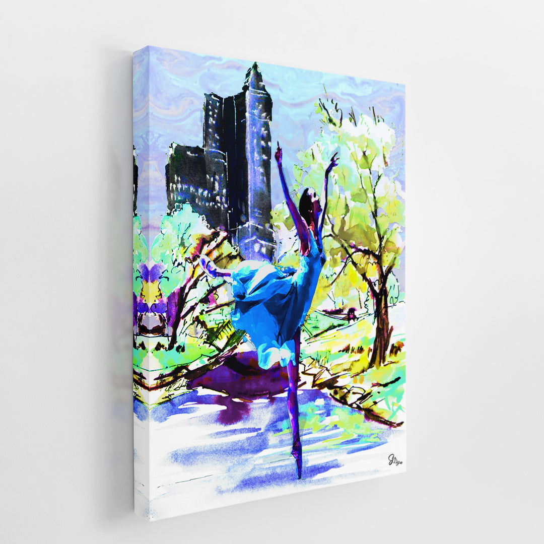 Dance in the Park Dance Wall Art Canvas Print Side View Wrapped