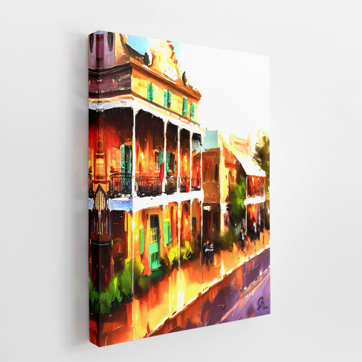 Decatur Street New Orleans Wall Art Canvas print Side View Wrapped