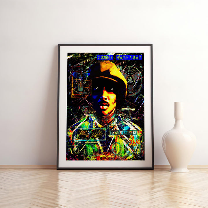 Donny Hathaway Music Wall Art Canvas Print Front View Matted