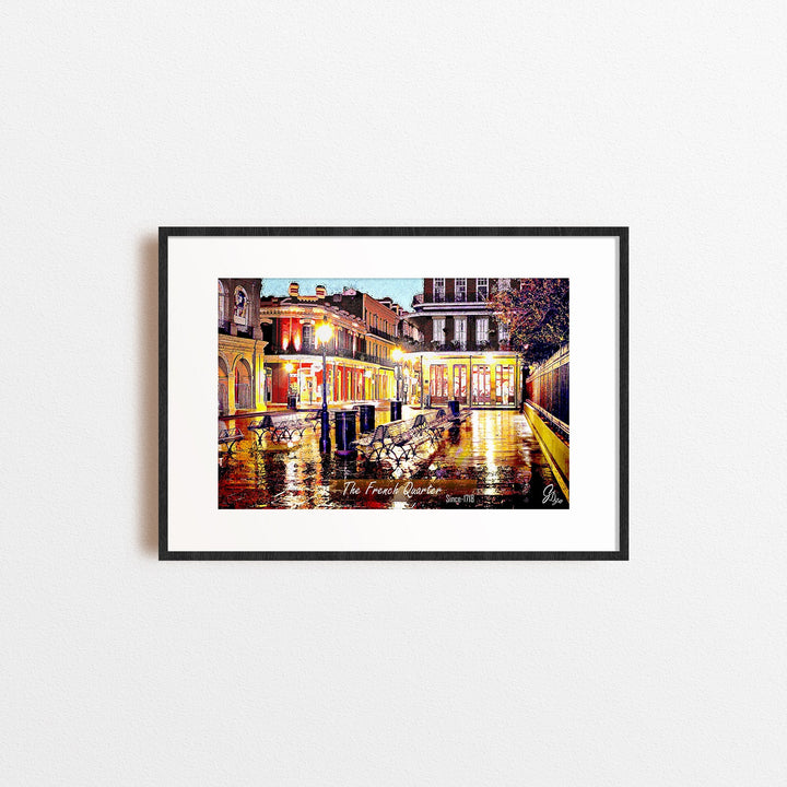 French Quarter Benches New Orleans Wall Art Canvas Print Front View