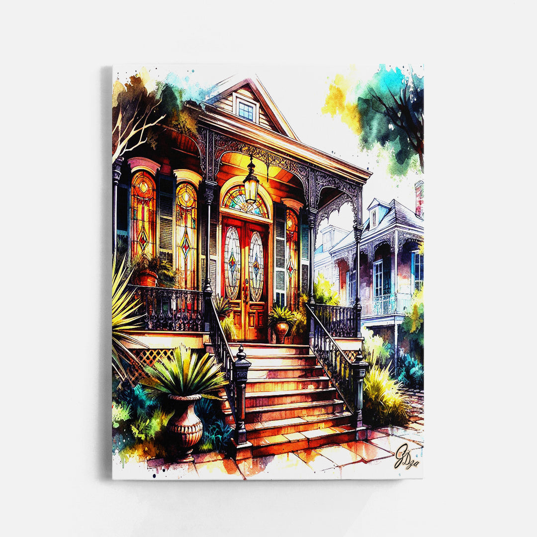 Garden District New Orleans Wall Art Canvas Print Front View Wrapped