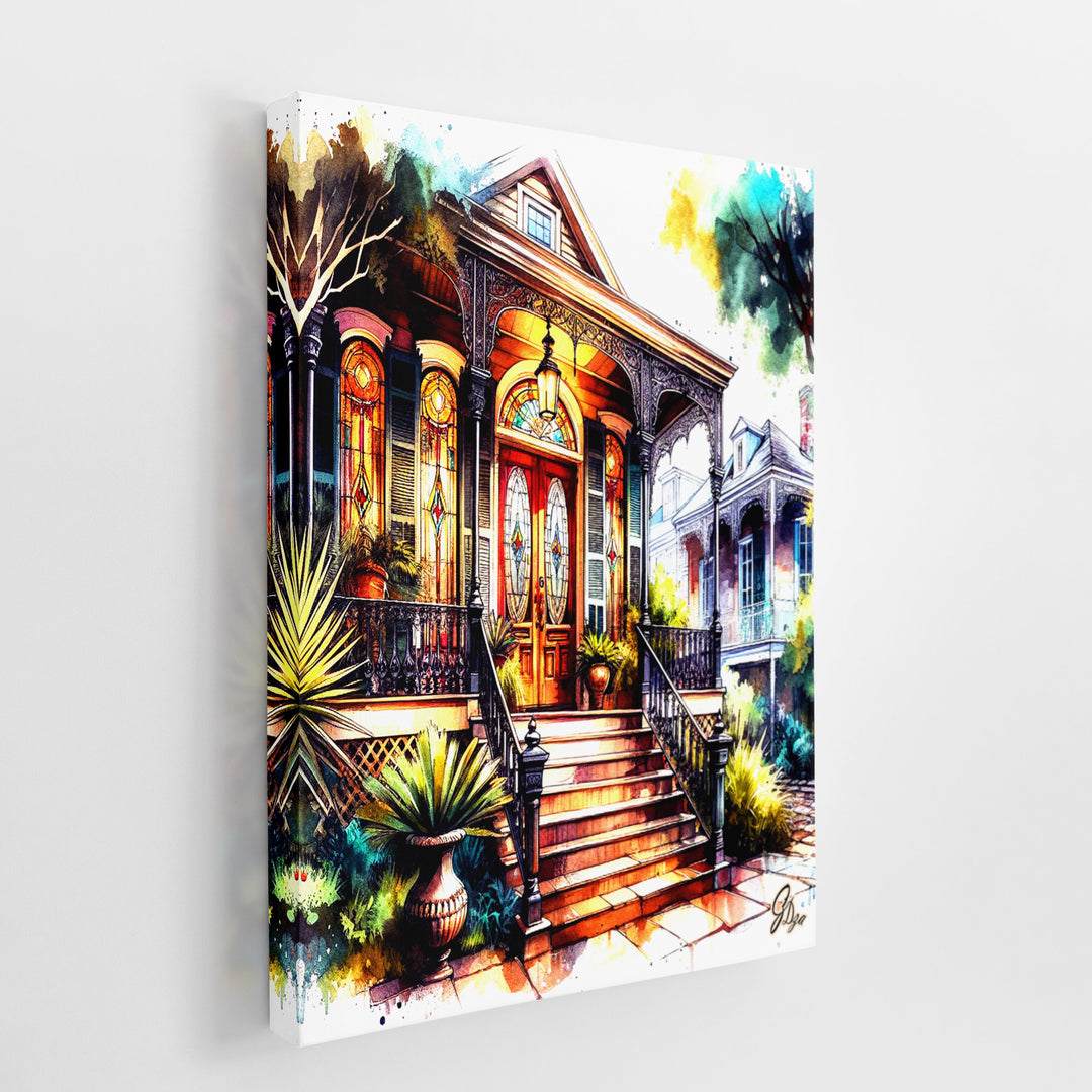 Garden District New Orleans Wall Art Canvas Print Side View Wrapped