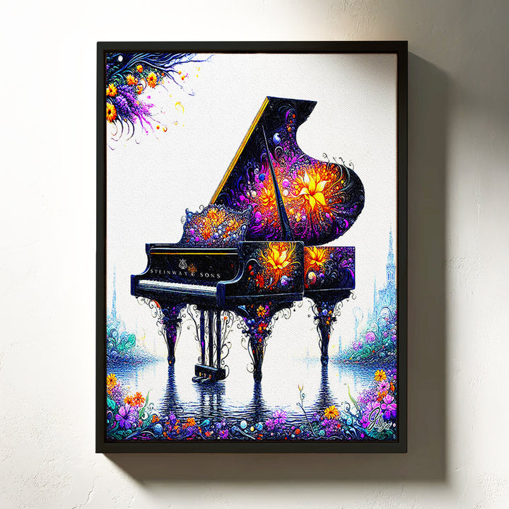 Garden Hall Piano Music Wall Art Canvas Print Front View Floating Frame