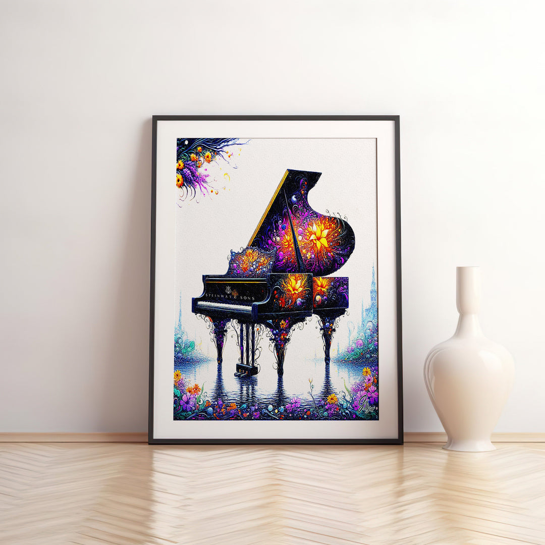 Garden Hall Piano Music Wall Art Canvas Print Front View Matted