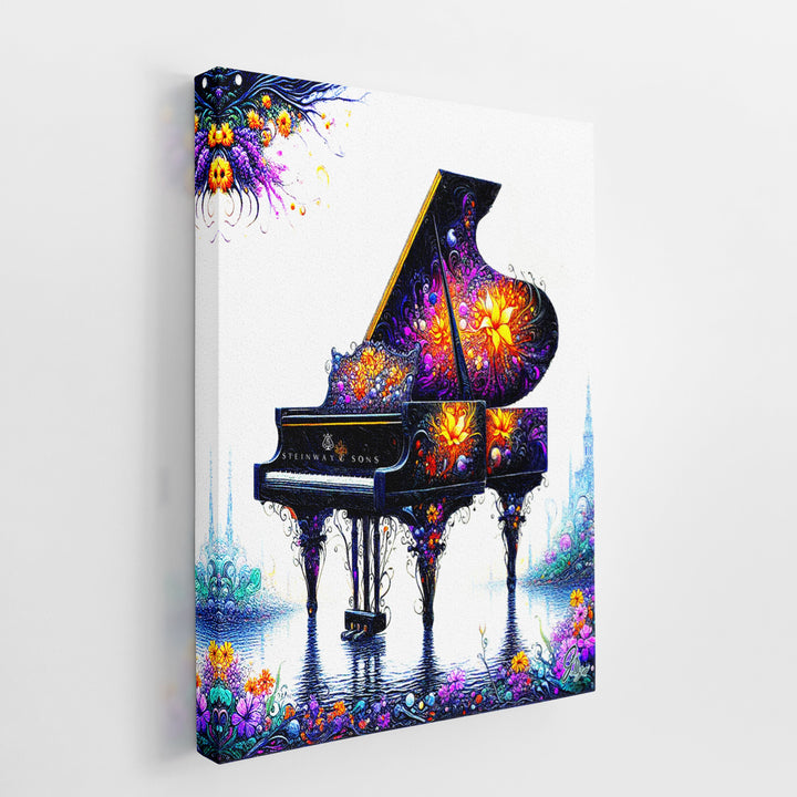 Garden Hall Piano Music Wall Art Canvas Print Side View Wrapped