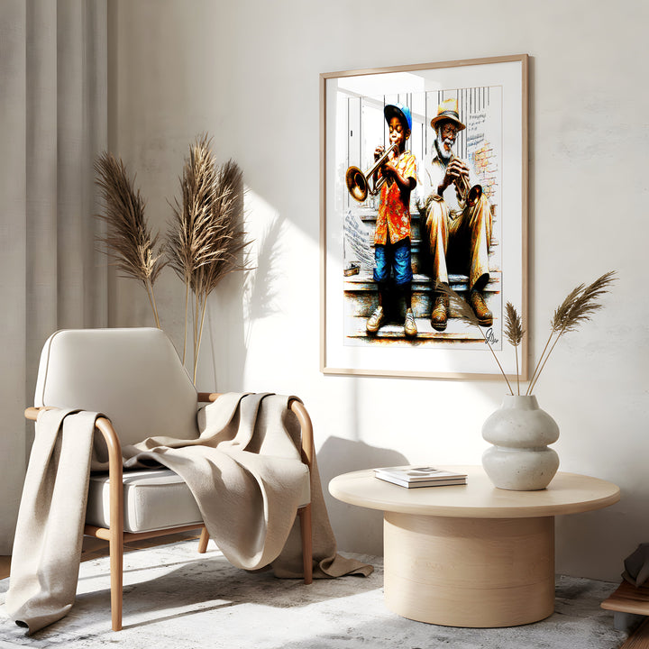 Giant Steps Music Wall Art Canvas Print Side View Gold Frame 