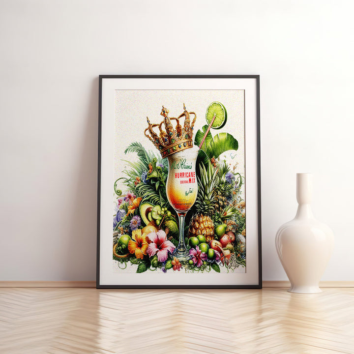 Hurricane Mix Drink Kitchen Wall Art Canvas Print Front View Matted
