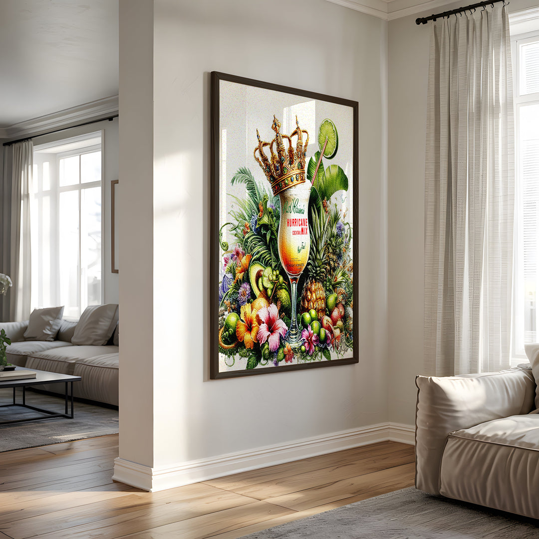 Hurricane Mix Drink Kitchen Wall Art Canvas Print Side View Black Frame
