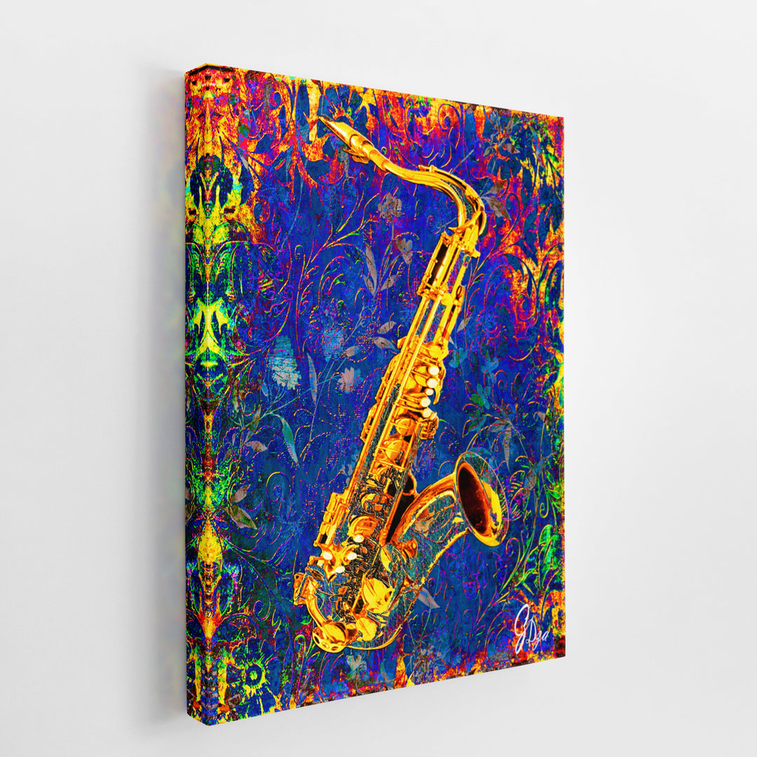 Jay's Saxophone Music Wall Art Canvas Print Side View Wrapped