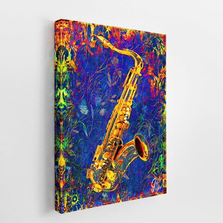 Jay's Saxophone Music Wall Art Canvas Print Side View Wrapped