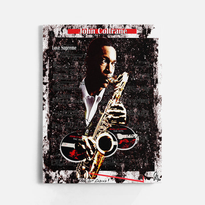 John Coltrane Music Wall Art Canvas Print Front View Matted