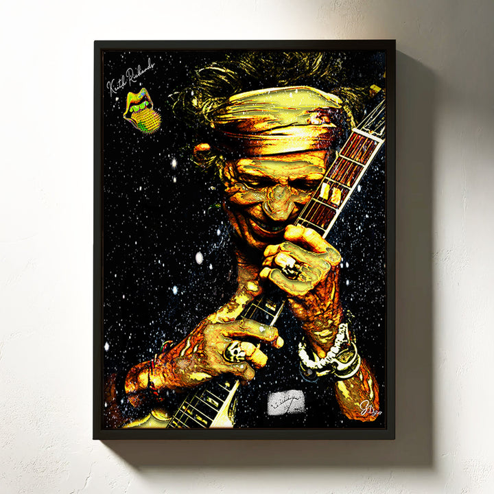 Keith Richards Music Wall Art Canvas Print Front View Floating Frame