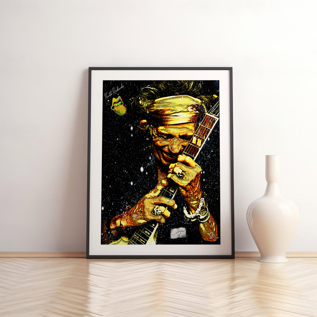 Keith Richards Music Wall Art Canvas Print Front View Matted