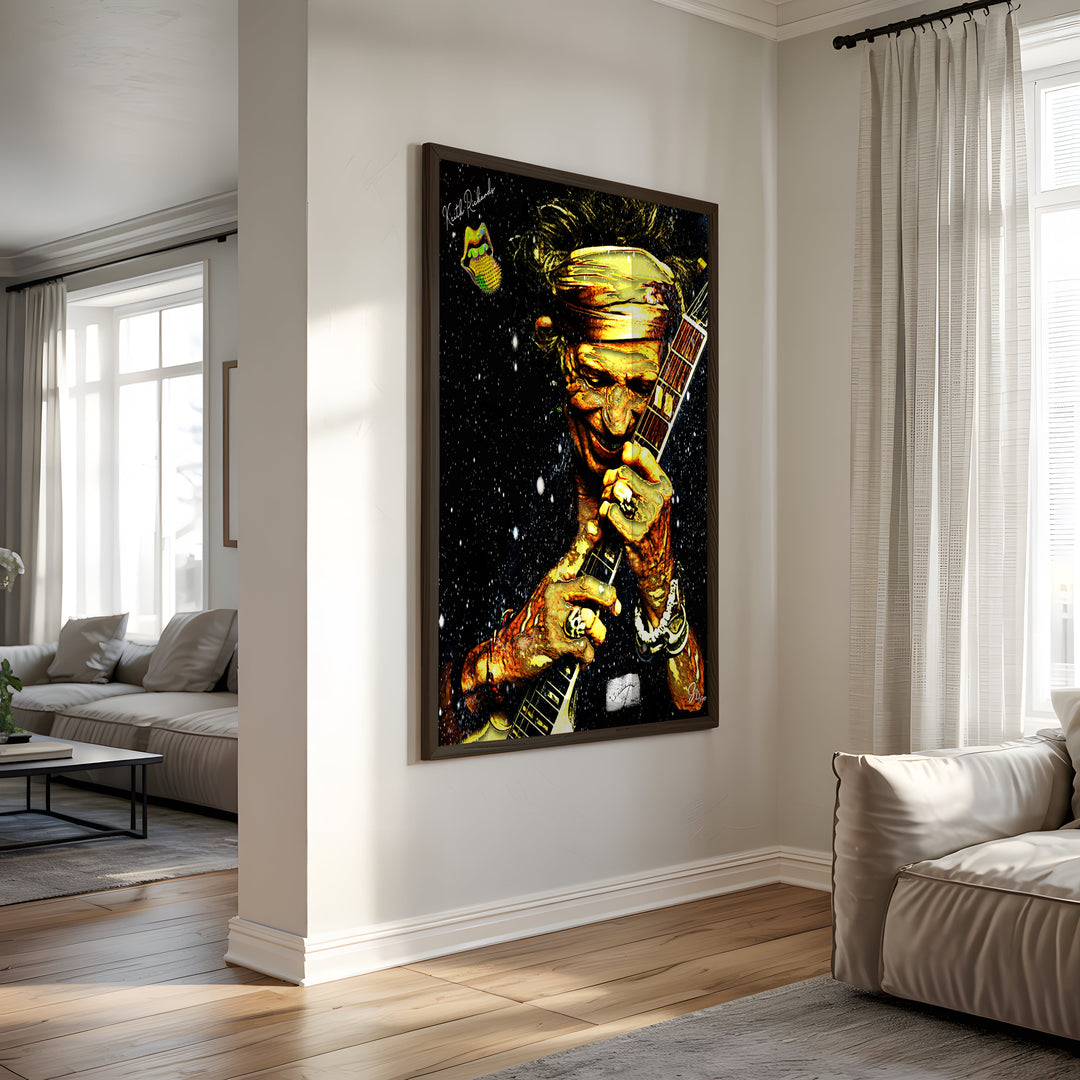 Keith Richards Music Wall Art Canvas Print Side View Black Frame