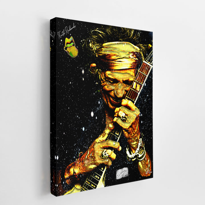 Keith Richards Music Wall Art Canvas Print Side View Wrapped