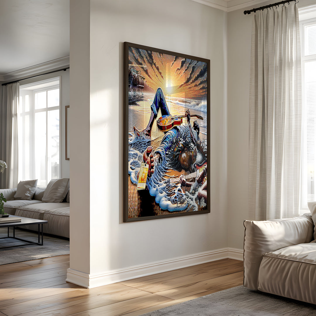 Killing Me Softly Music Wall Art Canvas Print Side View Black Frame