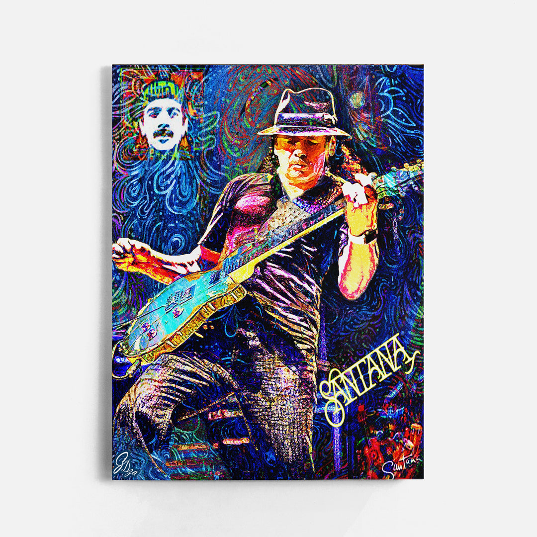 Latin Music legend Carlos Santana Wall Art Canvas Print Front View Wrapped