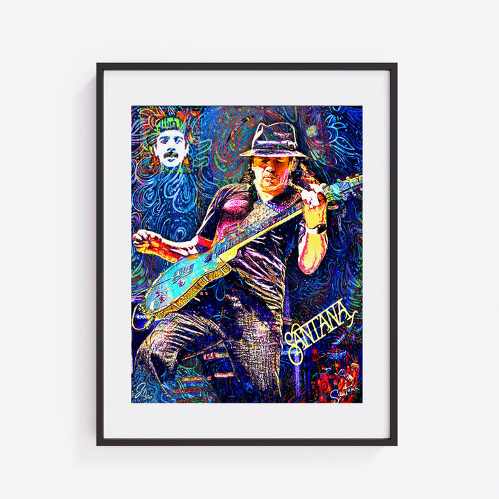 Latin Music legend Carlos Santana Wall Art Canvas Print Front View