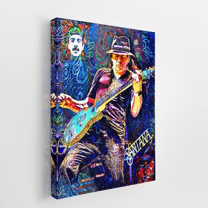Latin Music legend Carlos Santana Wall Art Canvas Print Side View Wrapped