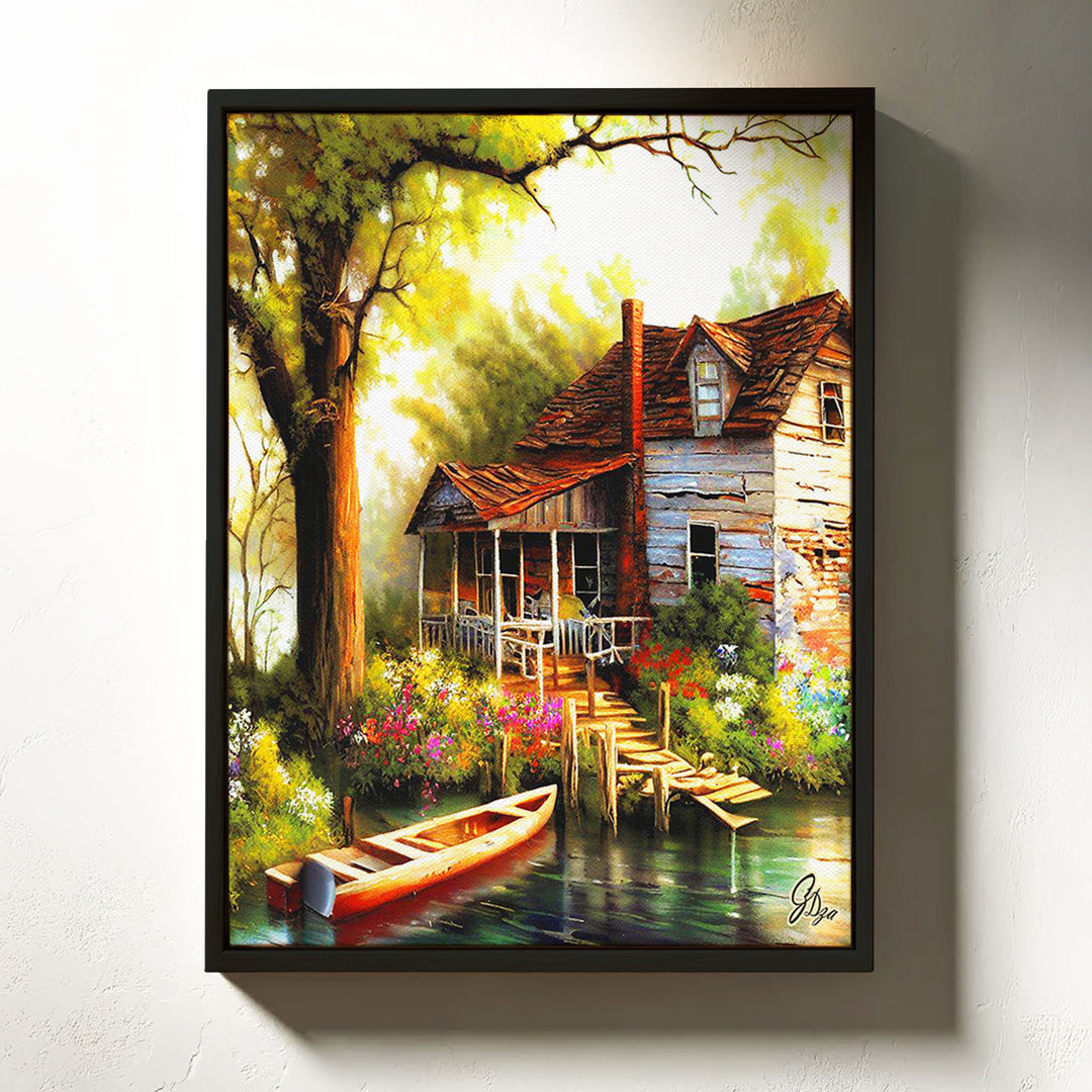 Life in the Louisiana Bayou Wall Art Canvas Print Front View Floating Frame