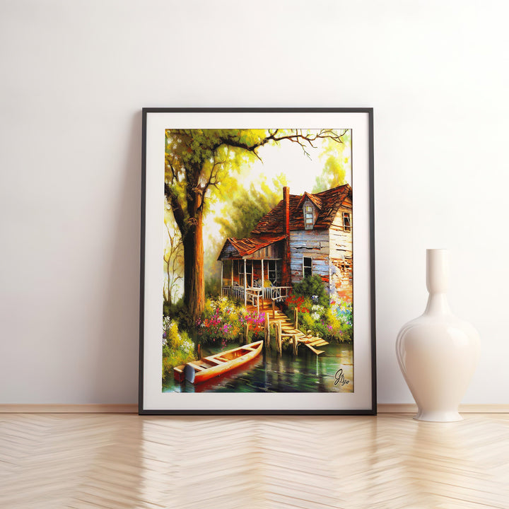 Life in the Louisiana Bayou Wall Art Canvas Print Front View Matted