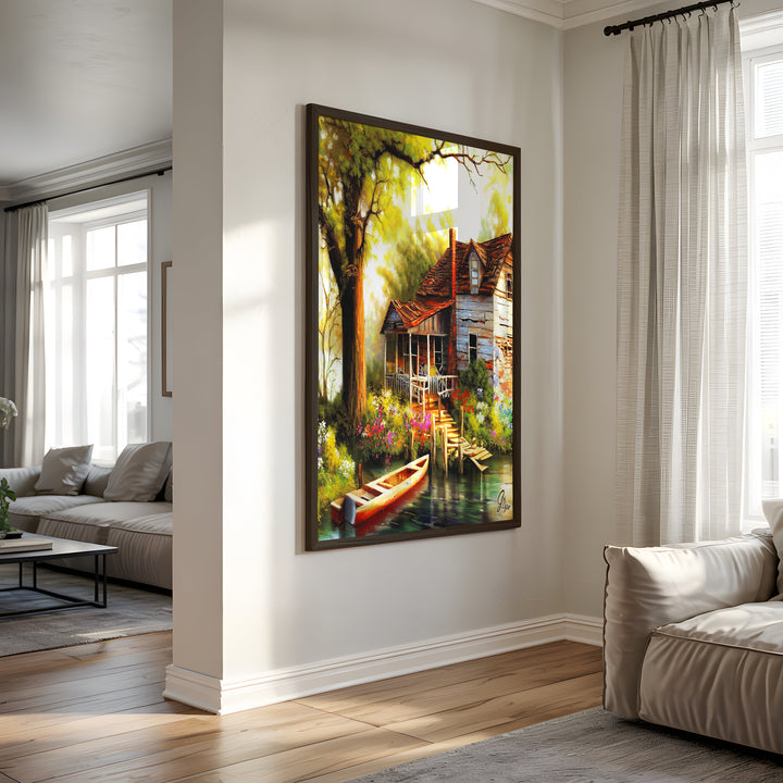 Life in the Louisiana Bayou Wall Art Canvas Print Side View Black Frame