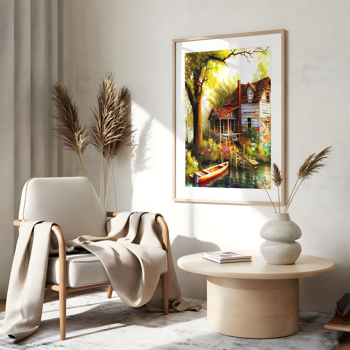 Life in the Louisiana Bayou Wall Art Canvas Print Side View Gold Frame