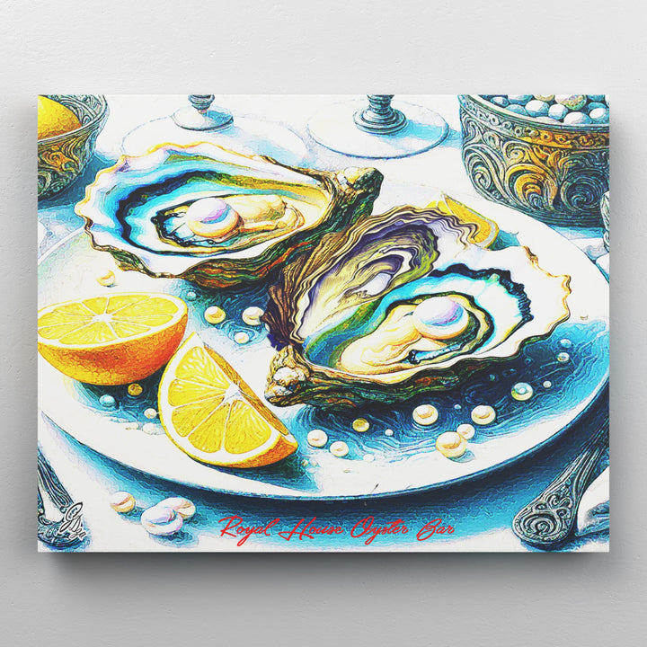 Louisiana Eastern Oysters Kitchen Wall Art Canvas Print Side View Wrapped