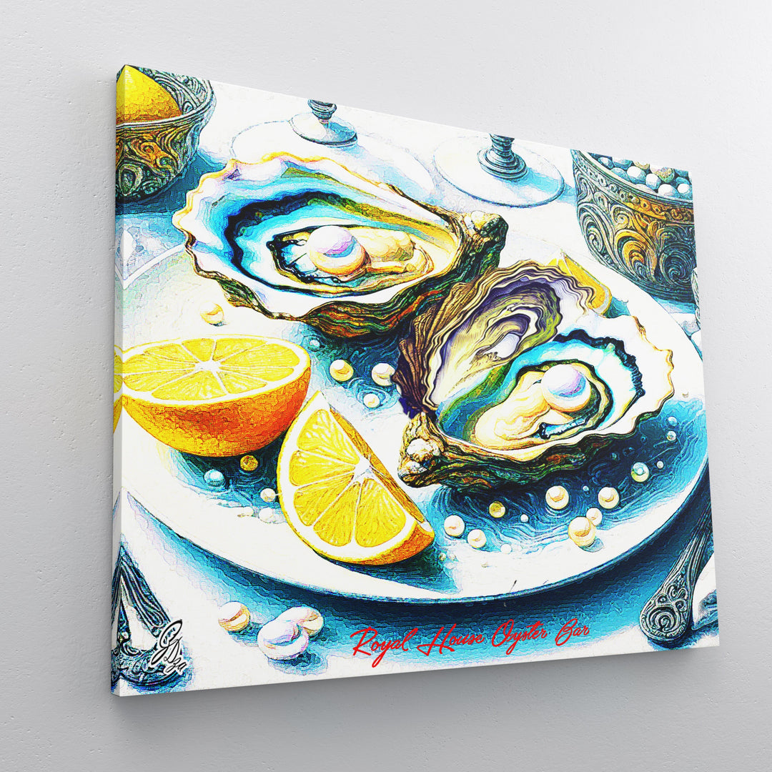 Louisiana Eastern Oysters Kitchen Wall Art Canvas Print Side View Wrapped