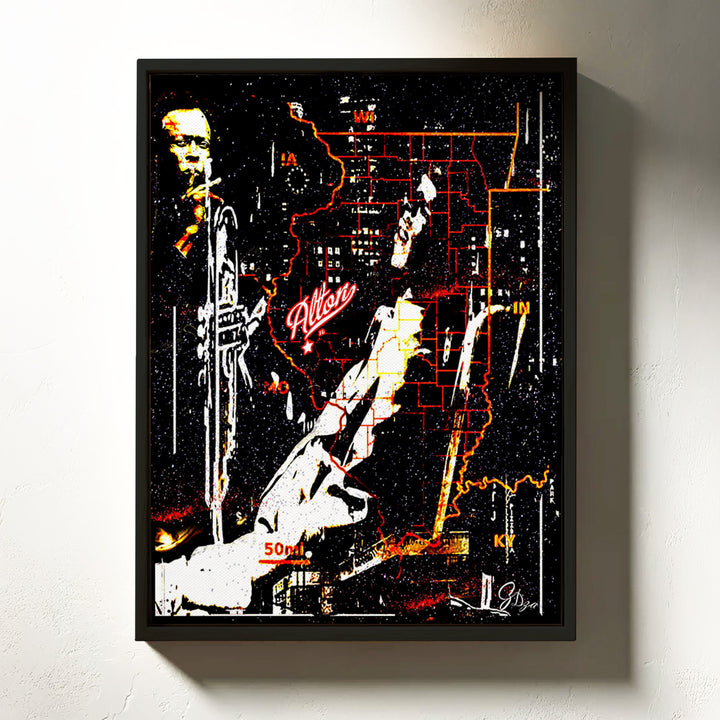 Miles Davis Music Wall Art Canvas Print Front View Floating Frame